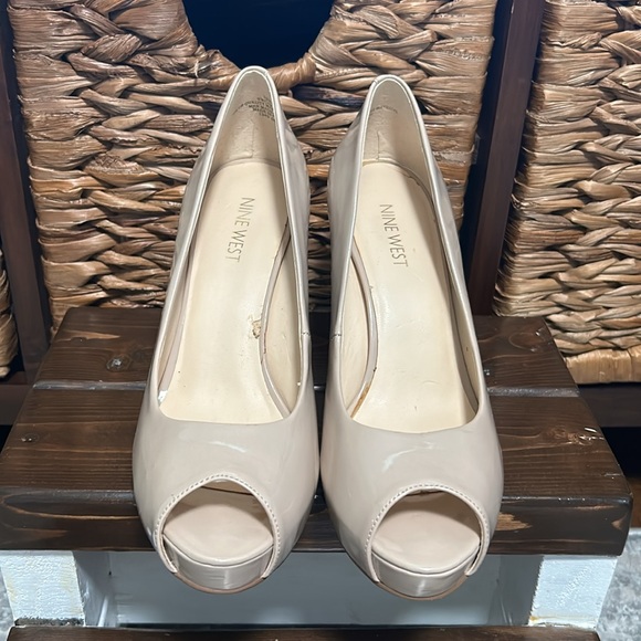 Nine West Patent Nude open toed heels - Picture 7 of 9